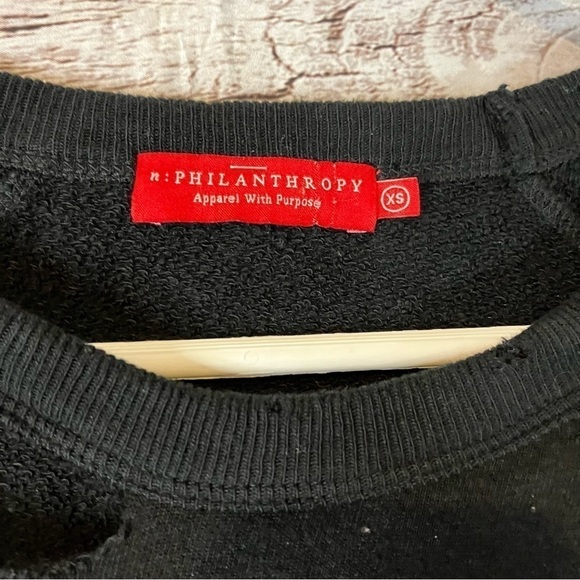 N:philanthropy Nic distressed relaxed fit crewneck sweatshirt in black. - Picture 10 of 11